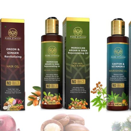 Onion Oil with Ginger, Moroccan Argan Oil with Shea Butter & Castor Oil with Vitamin E Oil for Skin & Hair