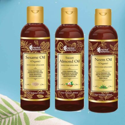 Neem, Sesame, Castor, Sweet Almond Hair Oil with Comb Applicator for Healthy Hair