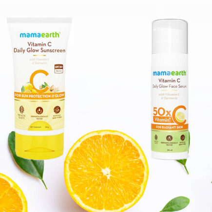 Glow Your Skin Daily with Mamaearth Vitamin C Daily Glow Face Serum & Sunscreen